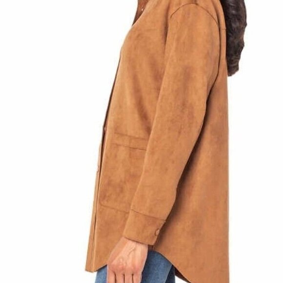 New Well Worn Women's Soft Faux Suede Shirt Jacket Size XXL Brown Longline Boho - Picture 9 of 13